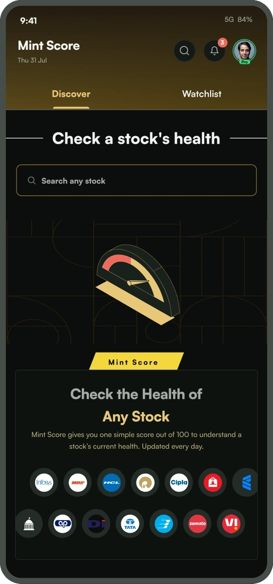 Mint Score discover screen