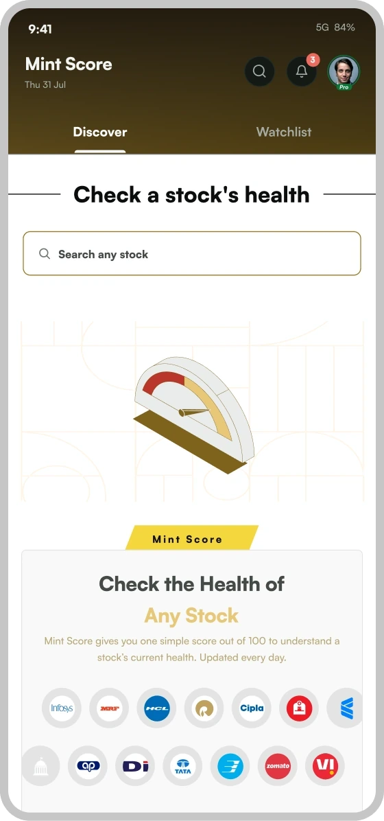 Mint Score discover screen