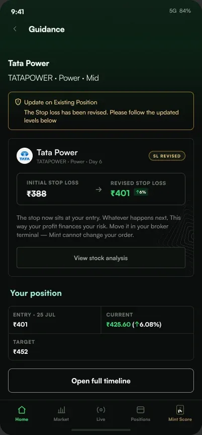 Mint app guidance screen